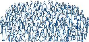 Line drawing of a crowd of people.